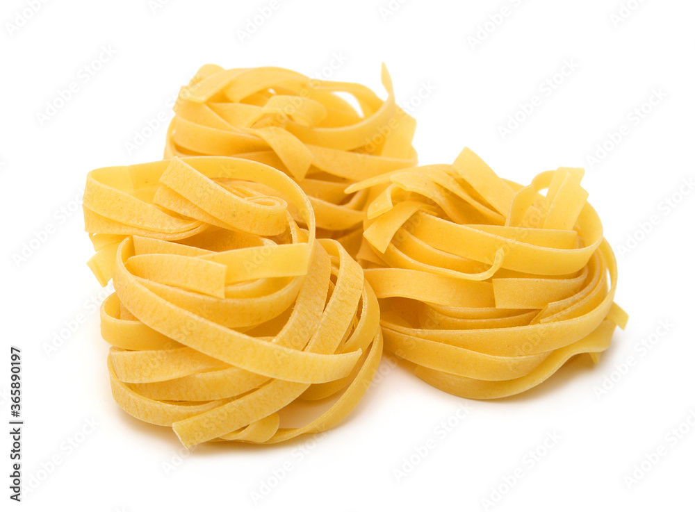 Egg noodles on a white background Egg noodles on a white background