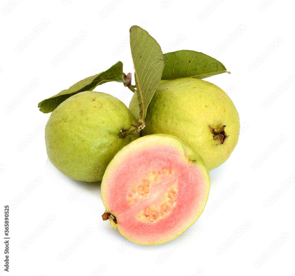 Stack red Guava Fruits Isolated on White Background Stack red Guava Fruits Isolated on White Background