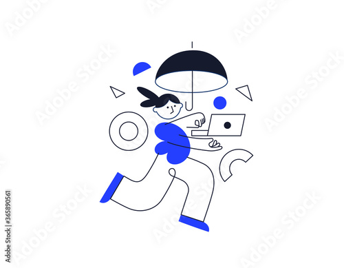 I'm working on a home design concept. Remote work, work at home. Vector illustration isolated on a white background. Online Study, education.