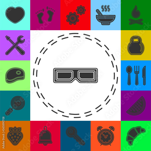 3d glasses icon - vector movie cinema