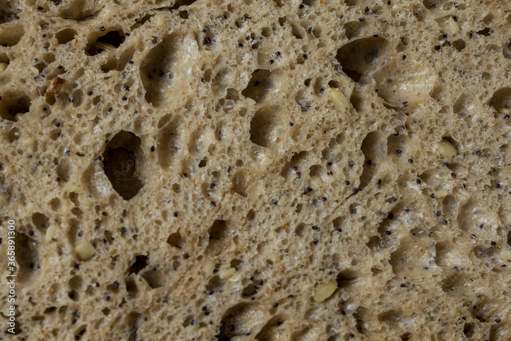 sliced ​​rye bread. macro shooting.