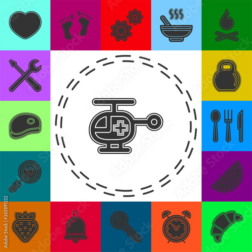 vector medical helicopter illustration, transport emergency - help icon