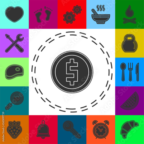 dollar coin icon. vector money - investment symbol