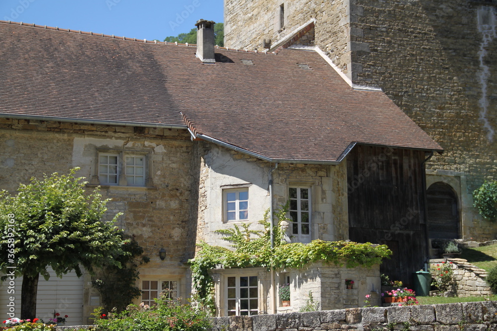 Ancient medieval french stone houses village