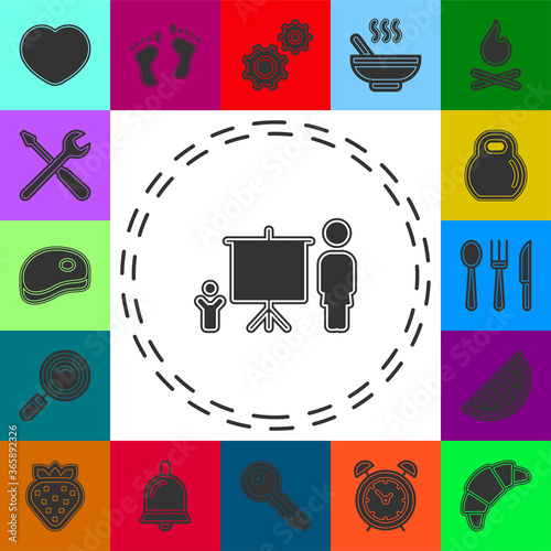 lady teacher icon - lady teacher with board