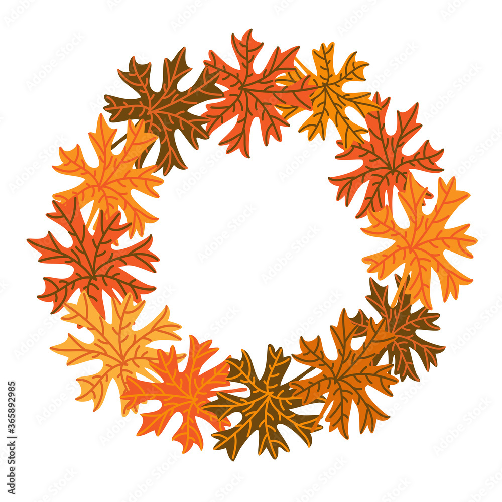 Vector isolated illustration garland with autumn orange leaves Vector isolated illustration garland with autumn orange leaves