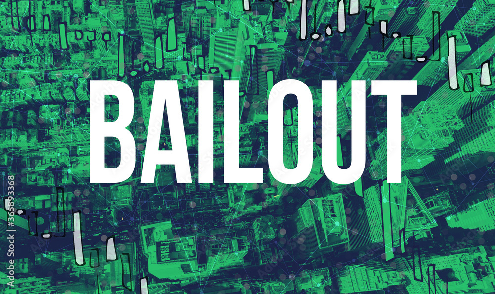 Bailout theme with aerial view of Manhattan New York skyscrapers Bailout theme with aerial view of Manhattan New York skyscrapers