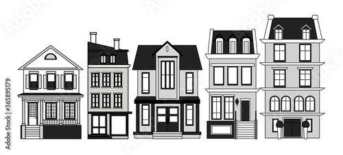 Old multi-storey buildings. Set to create illustrations of the old city.