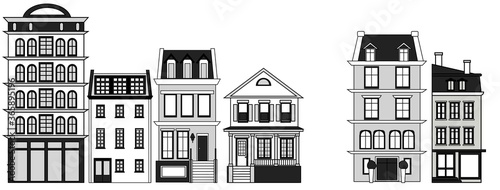 Old multi-storey buildings. Set to create illustrations of the old city.