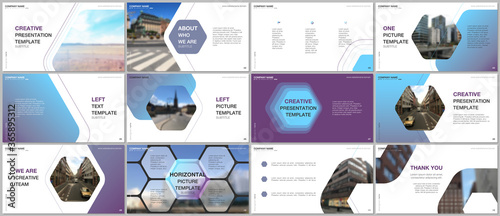Minimal presentations design, portfolio vector templates with hexagonal design background, hexagon style pattern. Multipurpose template for presentation slide, flyer leaflet, brochure cover, report.