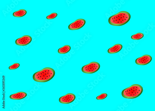 abstract background watermelons on a blue background