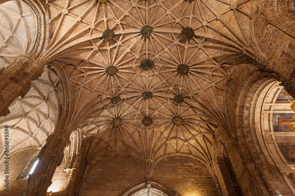 Ceiling of the Santa Maria Church in Jeronimos Monastery in Belem, Lisbon Ceiling of the Santa Maria Church in Jeronimos Monastery in Belem, Lisbon