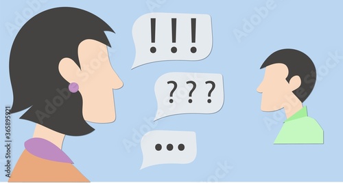 Woman angrily talk to man