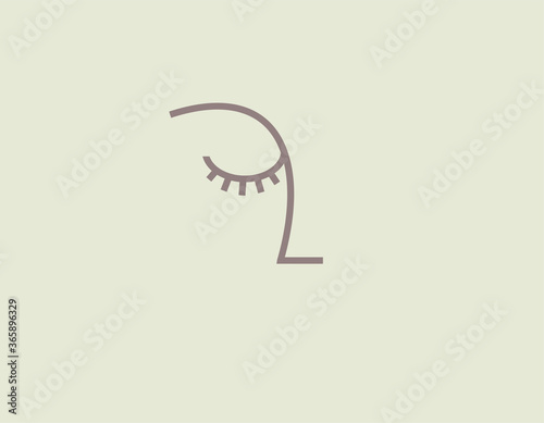 Creative linear logo icon female nose and eye.