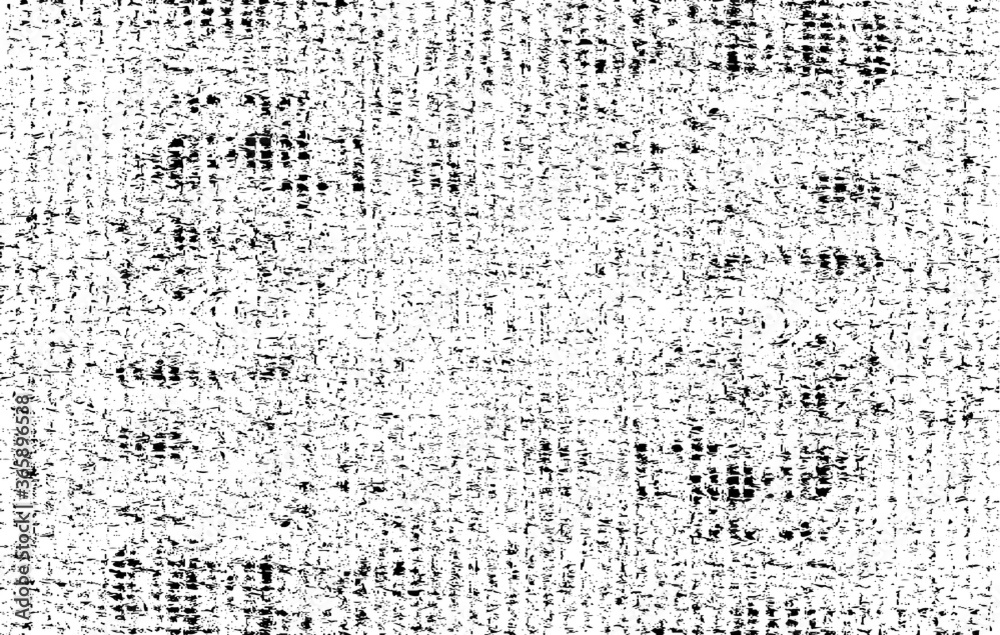 Rich, heavy fabric texture. Vector texture of weaving cloth. Grunge background. Abstract halftone vector illustration. Overlay for interesting effect and depth. Black isolated on white background. - obrazy, fototapety, plakaty 