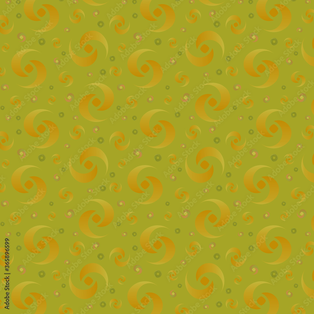 seamless pattern of circular patterns on a mustard background with dots and rounds for design and creativity