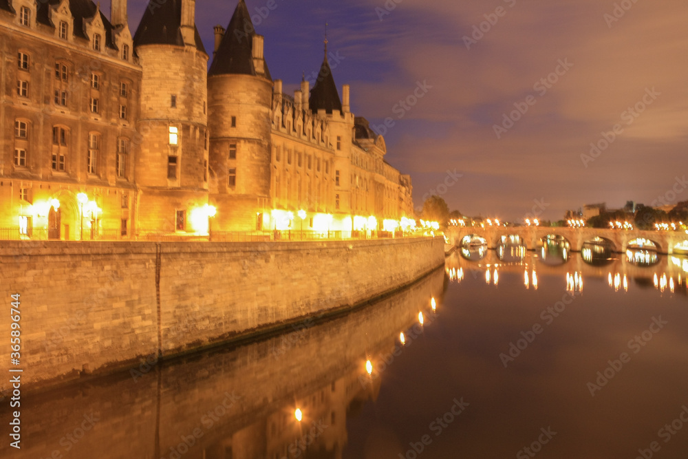 palace in seine at night