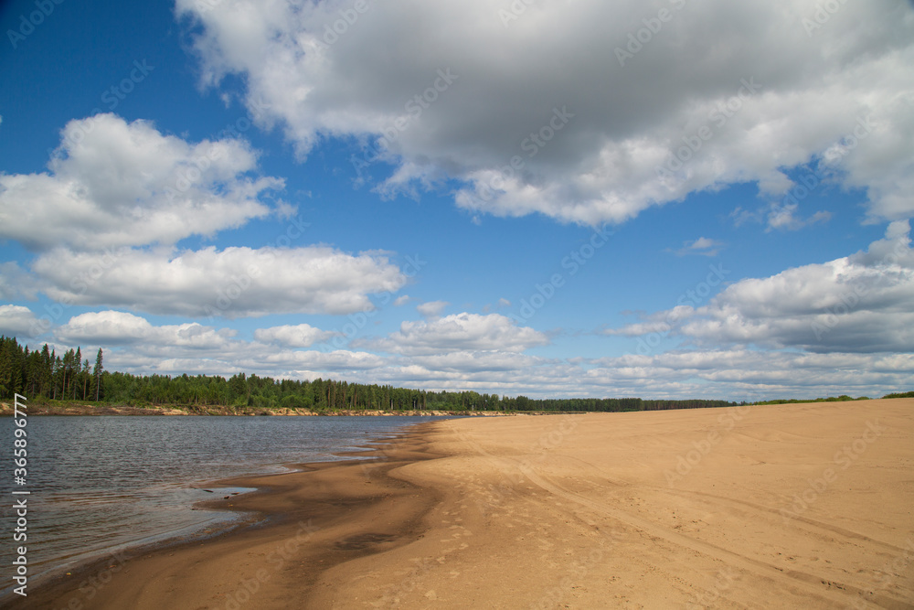 Beautiful summer landscape with clouds on the river. Beautiful summer landscape with clouds on the river.