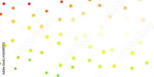 Light green, red vector pattern with coronavirus elements.