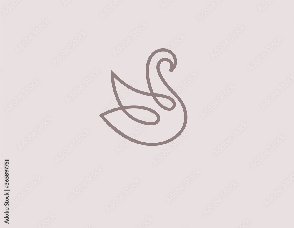 Obraz premium Abstract logo icon linear image of a swan
