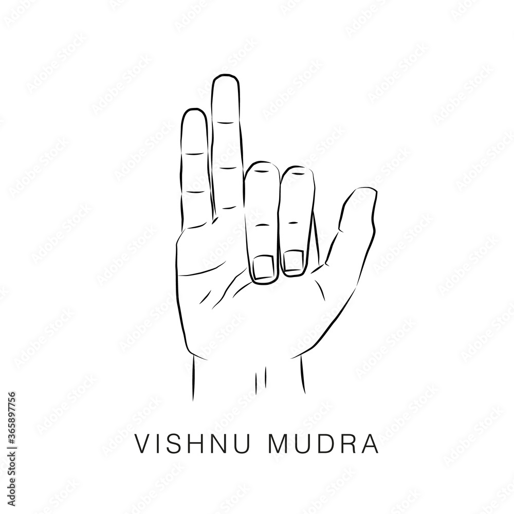Vishnu Mudra, yoga hand gesture, meditation pose Stock Illustration | Adobe Stock