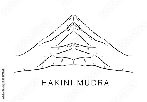 Quadro su tela Hakini Mudra, yoga hand gesture, meditation pose