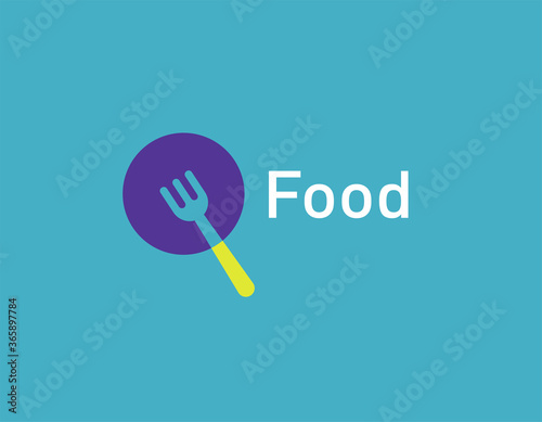 Creative bright logo icon fork and plate