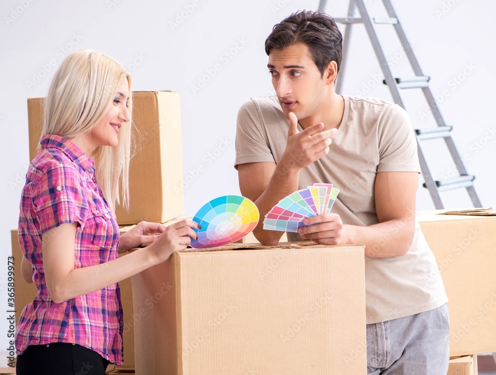 Young family preparing for home renovation Young family preparing for home renovation