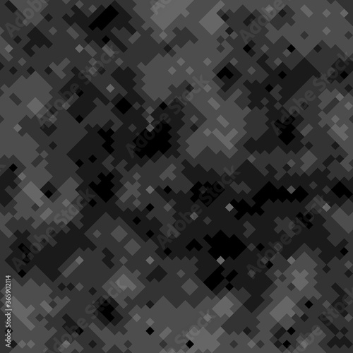 Military camouflage seamless pattern. Urban dark dust digital pixel style