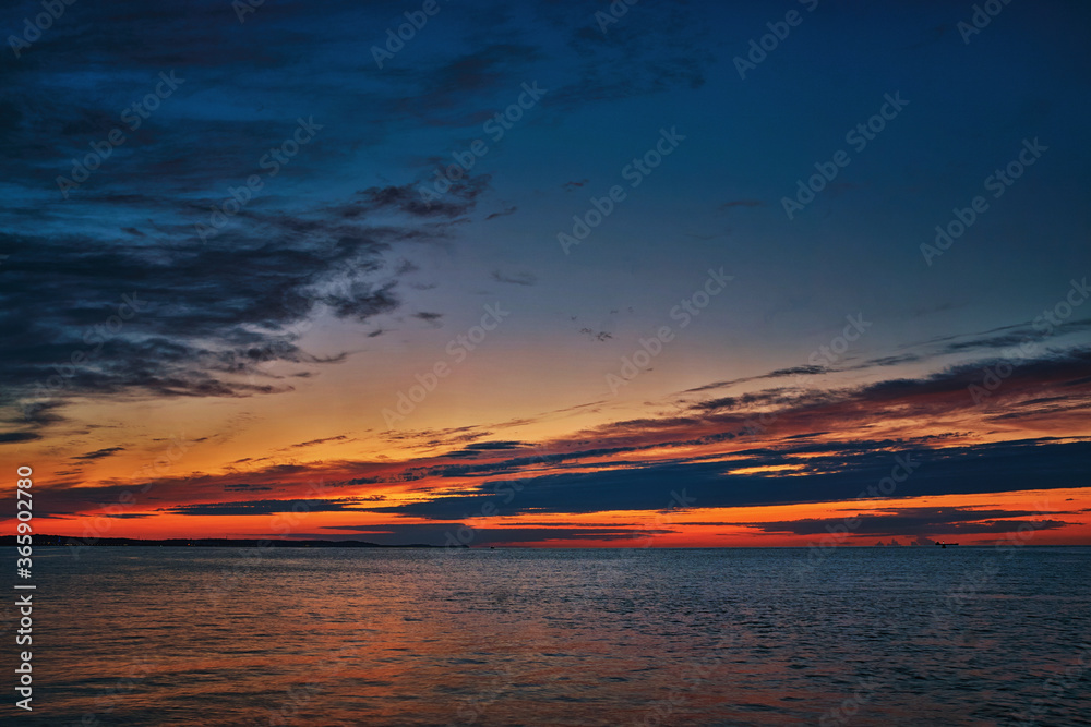 Idyllic sunset over the Baltic Sea.