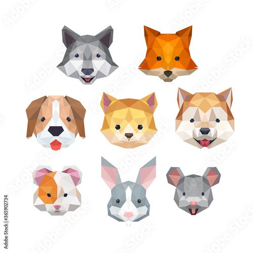 CUTE ANIMAL FACE WITH POLYGONAL GEOMETRIC STYLE