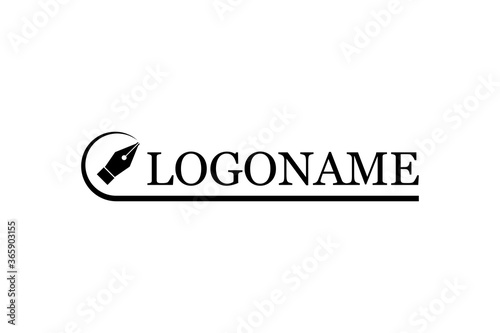 Fountain pen nib logo template. Fountain pen logoname. Corporate branding identity. Vector illustration