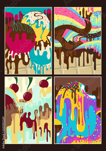 Ice Cream Background, Sweet Pattern, Yummy Colors, Chocolate, Cream, Glaze, Syrup