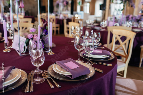 The Concept Of Wedding Decor. Purple and lilac decor