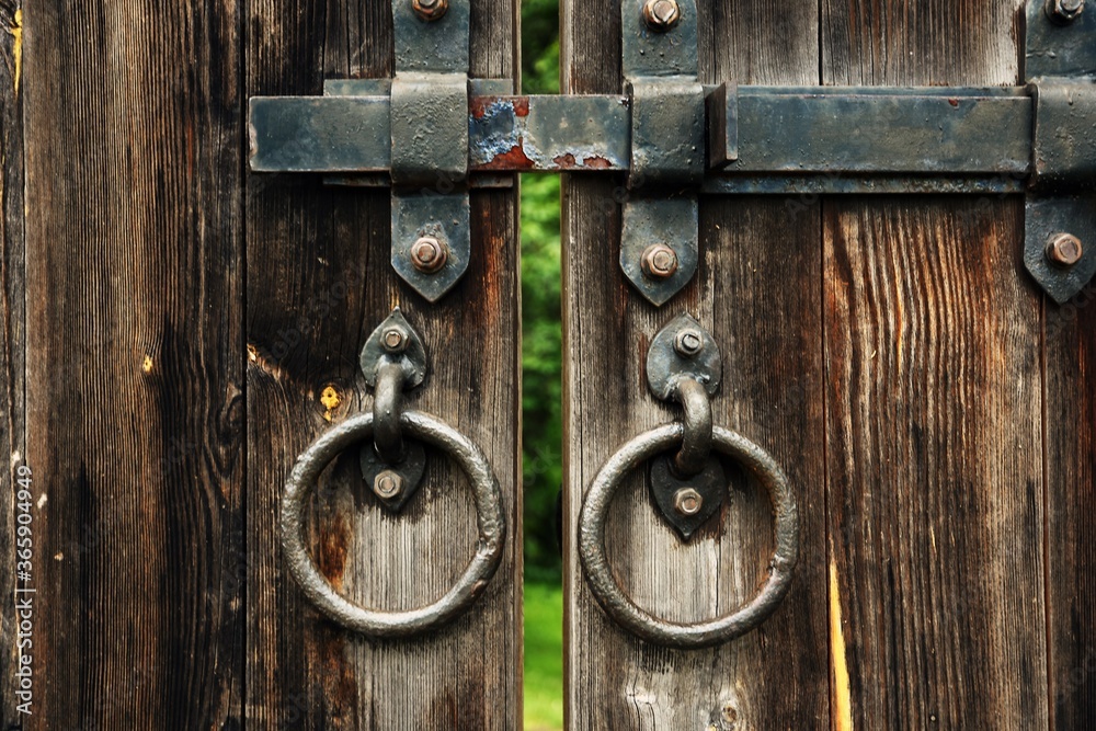 Old wooden door with lock Old wooden door with lock
