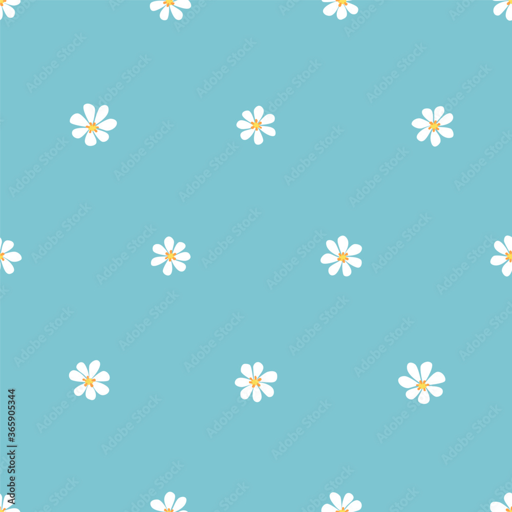 Vector seamless floral pattern from chamomile. Cute simple design for  wallpaper, fabric, textile, wrapping paper Stock Vector | Adobe Stock