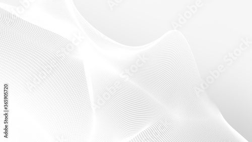 Dot white gray wave light technology texture background. Abstract big data digital concept. 3d rendering.