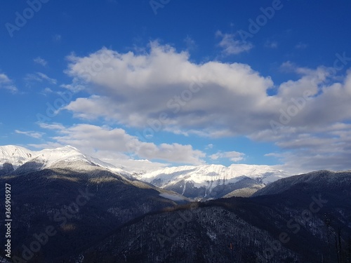 Mountains and clouds in Rosa Khutor