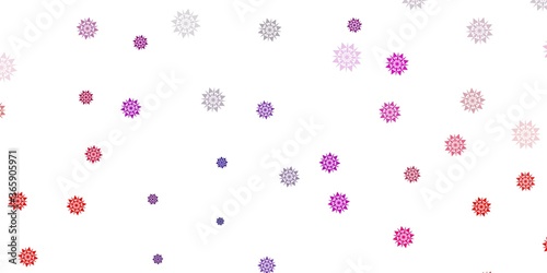 Fototapeta Naklejka Na Ścianę i Meble -  Light pink, red vector pattern with colored snowflakes.