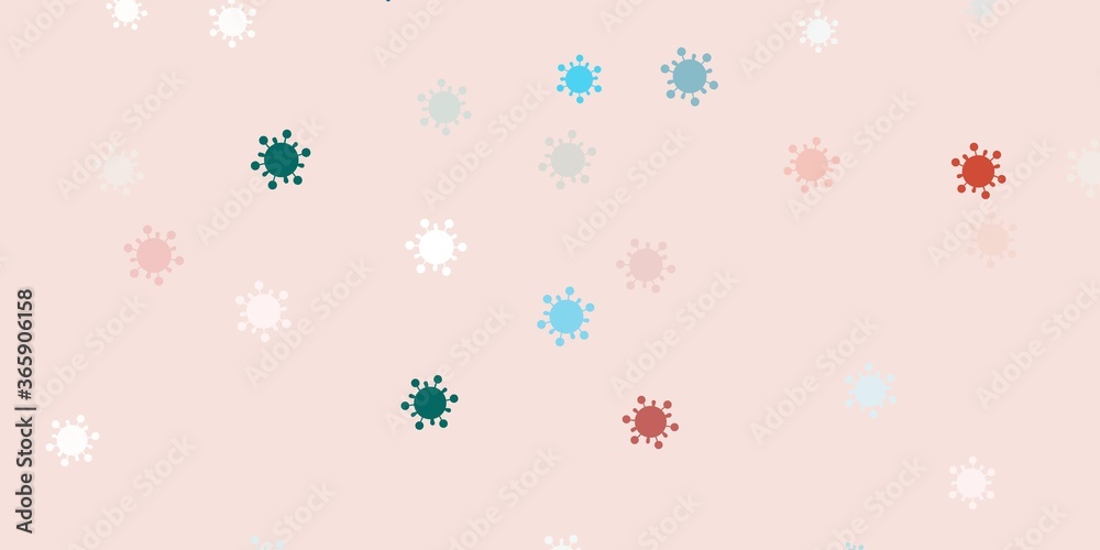 Light pink, green vector backdrop with virus symbols. Light pink, green vector backdrop with virus symbols.