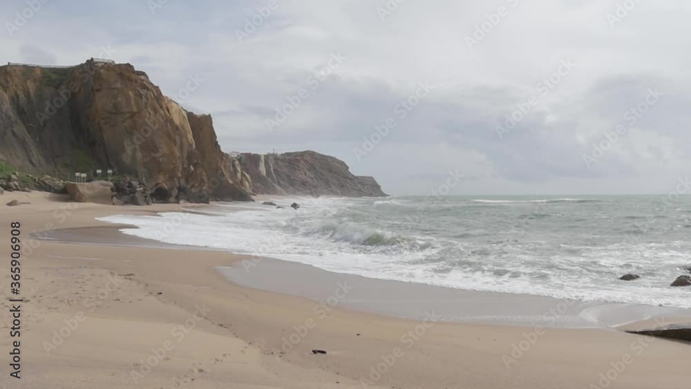 Beach rock waves during storm slow motion Beach rock waves during storm slow motion