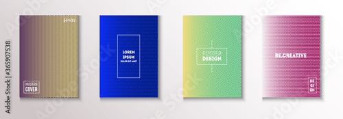 Folded Minimal Cover Vector Set. Modern Flyer Texture Design. 80s 