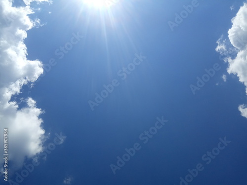 Clouds with blue sky and sunlight background 