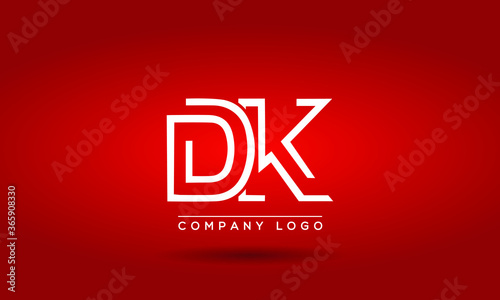 Unique, Modern, Elegant and Geometric Style Typography Alphabet DK letters logo Icon