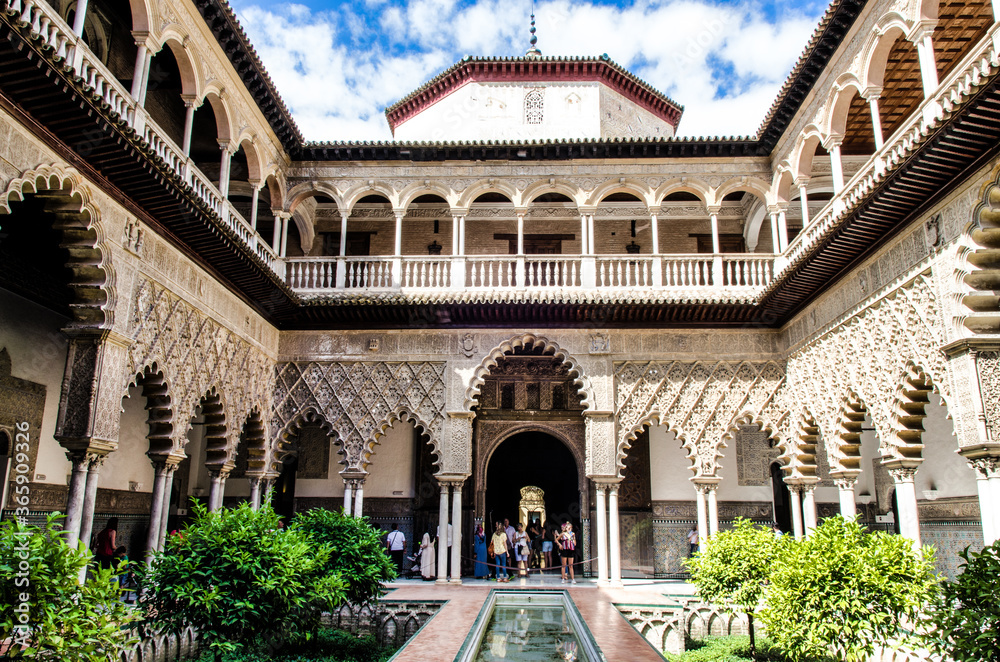 Obraz premium Beautiful Alcazar palace in Seville,Spain- A Unesco world heritage site