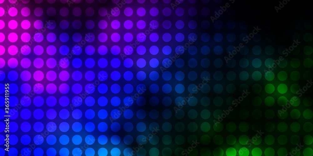 Dark Multicolor vector pattern with circles. Abstract colorful disks on simple gradient background. Pattern for websites, landing pages.