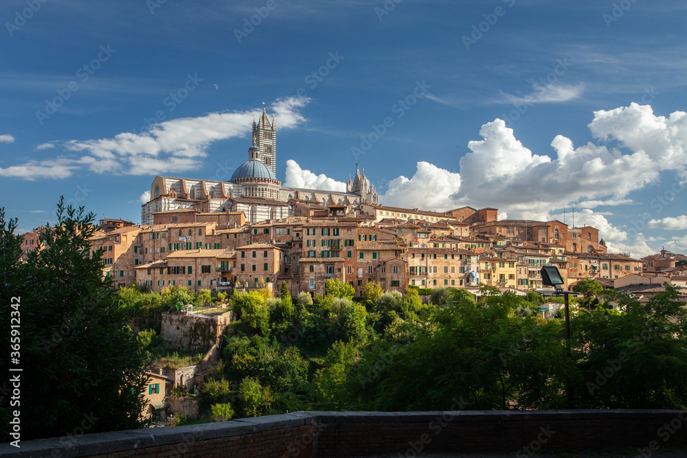 View on medieval city of Siena Tuscany