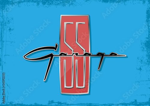 Garage 55 Mid Century Modern Style Logo, Emblem, Label, Auto Repair Brand Template 