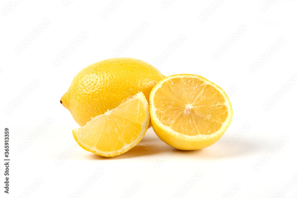 Yellow fresh lemon cut into pieces