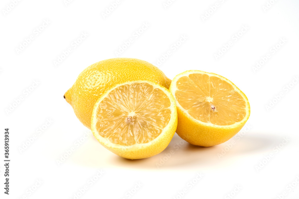 Yellow fresh lemon cut into pieces